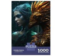 Adults 1000 Piece Jigsaw Puzzle Fantasy Artwork with Woman And Eagle Puzzle for Adults Relax Games But Fun And Humorous Difficult And Challenge 70x50cm/1000pcs