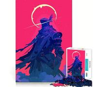Adults 1000 Piece Jigsaw Puzzle Fantasy Knight Warrior Minimalist SciFi Art Illustration Premium Cut Play Brain Teasing Play Idle Fun Time Xmas Art Display (50x75cm)