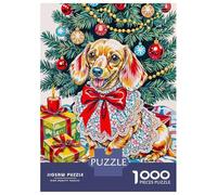 Adults 1000 Piece Jigsaw Puzzle Festive Dachshund Christmas Portrait Jigsaws for Adults Brain Teaser Game But Fun And Humorous Difficult And Challenge 70x50cm/1000pcs