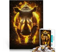 Adults 1000 Piece Jigsaw Puzzle Fiery Rhino Help the brain exercise addictive toys to cultivate patience Artwork Gift 26x38cm