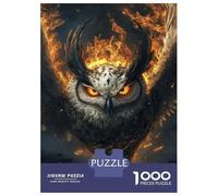 Adults 1000 Piece Jigsaw Puzzle Flaming Owl Majesty Jigsaw for Adults Brain Teaser Game Staycation Kill Time Parent-child Interaction 52x38cm/1000pcs