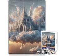 Adults 1000 Piece Jigsaw Puzzle Floating Castle in The Clouds Unique Challenge Game Hand Speed Race Educational Toy Size 50x75cm