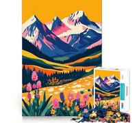 Adults 1000 Piece Jigsaw Puzzle Flora Mountain Landscape Minimalist Art Smooth Cut Art Smart Brain Activity Leisure Time Fun Xmas Decor Gift (38x26cm)