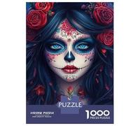 Adults 1000 Piece Jigsaw Puzzle Floral Sugar Skull Beauty Jigsaws for Adults Relaxing Games Stress Reliever Parent-child Interaction 70x50cm/1000pcs