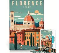 Adults 1000 Piece Jigsaw Puzzle Florence Italy Travel Art Smooth Cut Art Smart Brain Activity Leisure Time Fun Xmas Decor Gift (38x52cm)