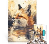 Adults 1000 Piece Jigsaw Puzzle Fox Chilling in Water Herausfordernd Schwierig Tolle Geschenke und Spielzeuge52x38cm