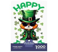 Adults 1000 Piece Jigsaw Puzzle Fox Saint Patricks Day Puzzles for Adults Fun Games Perfect Decoration Parent-child Interaction 70x50cm/1000pcs