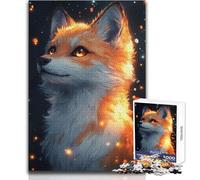 Adults 1000 Piece Jigsaw Puzzle Fox with Glowing Fur Ideal for Cozy Downtime Fine Precision Die Cut Play Toy Size 38x26cm