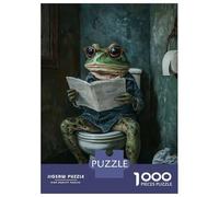 Adults 1000 Piece Jigsaw Puzzle Frog Toilet Newspaper Jigsaws for Adults Anti-Stress Toys Pattern Assembly for Is Ideal As A Gift 70x50cm/1000pcs