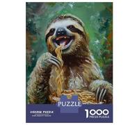 Adults 1000 Piece Jigsaw Puzzle Funny Adorable Sloth Eat Jigsaw Puzzle Brain Teaser Game Presents for Women Difficult And Challenge 70x50cm/1000pcs