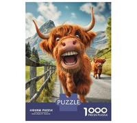 Adults 1000 Piece Jigsaw Puzzle Funny Highland Cow Glencoe Puzzles for Adults Brain Teaser Game Perfect Decoration Birthday And Unique Gifts 38x26cm/1000pcs