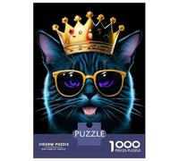 Adults 1000 Piece Jigsaw Puzzle Funny King Black Cat Jigsaws for Adults Brain Teaser Game Difficult Hard Unique Gifts for Birthday And Christmas 70x50cm/1000pcs
