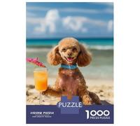 Adults 1000 Piece Jigsaw Puzzle Funny Poodle Cocktail Sun Jigsaws for Adults Brain Teaser Game But Fun And Humorous Difficult And Challenge 52x38cm/1000pcs