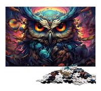 Adults 1000 Piece Jigsaw Puzzle Futuristic Colorful Psychedelic Owl Difficult Hard Jigsaw Great Gifts And Toys for Teenager Age 14 Years Up 1000pcs(38x26cm)