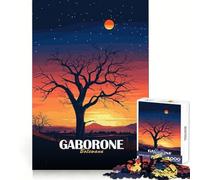 Adults 1000 Piece Jigsaw Puzzle Gaborone Botswana Sunset Landscape Art Premium Cut Fun Problem Solve Fun Chill Game Play Birthday Game Gift (50x75cm)