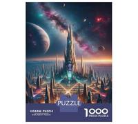 Adults 1000 Piece Jigsaw Puzzle Galactic Cityscape Futuristic Architecture Puzzle for Adults Relax Games But Fun And Humorous Difficult And Challenge 52x38cm/1000pcs