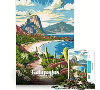 Adults 1000 Piece Jigsaw Puzzle Galapagos National Park Ecuador Travel Poster Premium Cut Play Brain Teasing Play Idle Fun Time Xmas Art Display (38x52cm)