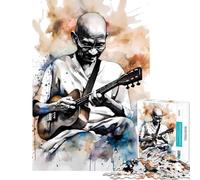 Adults 1000 Piece Jigsaw Puzzle Gandhi Playing Ukulele Jigsaw Puzzle 1000 Toy Wall Decor Difficult Challenge Birthday Present, Gifts, (38x52cm)