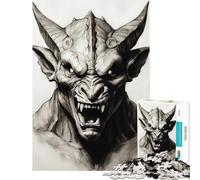 Adults 1000 Piece Jigsaw Puzzle Gargoyle Sketch Help The Brain Exercise Stress Reliever Educational Game for 14+ Puzzle Game Offered (38x52cm)
