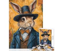 Adults 1000 Piece Jigsaw Puzzle Gentleman Rabbit Portrait Relaxing Games Analysis And Logic Educational Toy Decompressing Intellectual (38x26cm)