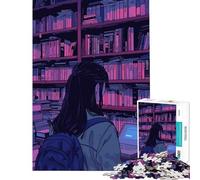 Adults 1000 Piece Jigsaw Puzzle Girl in Bookstore Fun at Home Activities, Difficult Challenge Home Decoration Toys for And 14 Years And over (38x26cm)
