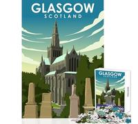 Adults 1000 Piece Jigsaw Puzzle Glasgow Scotland Art Jigsaws for Adults Puzzle Difficult Hard Wishlist with Santa Claus Birthday Present,Travel Gifts, (38x52cm)