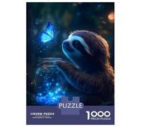 Adults 1000 Piece Jigsaw Puzzle Glowing Butterfly Sloth Jigsaw Puzzle Brain Teaser Game Presents for Women Difficult And Challenge 52x38cm/1000pcs