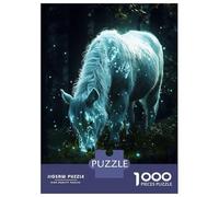 Adults 1000 Piece Jigsaw Puzzle Glowing Horse in Forest Jigsaws for Adults Brain Teaser Game But Fun And Humorous Difficult And Challenge 52x38cm/1000pcs
