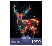 Adults 1000 Piece Jigsaw Puzzle Glowing Magic Deer Puzzles for Adults Fun Games Perfect Decoration Parent-child Interaction 38x26cm/1000pcs