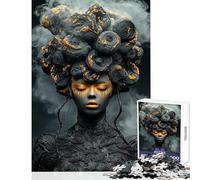 Adults 1000 Piece Jigsaw Puzzle Gold ﹨u Smoke Fashion Relaxing Games Tough Challenge Home Decoration Toys Decompressing Intellectual (38x26cm)