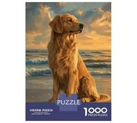 Adults 1000 Piece Jigsaw Puzzle Golden Dog by The Sea Jigsaws for Adults Brain Teaser Game But Fun And Humorous Difficult And Challenge 38x26cm/1000pcs