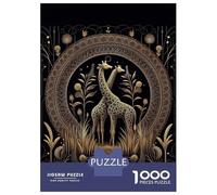 Adults 1000 Piece Jigsaw Puzzle Golden Giraffe Couple Jigsaw Puzzle Brain Teaser Game Presents for Women Difficult And Challenge 52x38cm/1000pcs