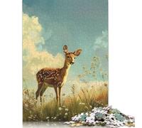 Adults 1000 Piece Jigsaw Puzzle Golden Meadow Fawn Wooden Puzzles Brain Teaser Puzzles For Adults 1000pcs (75x50cm)