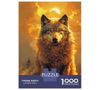 Adults 1000 Piece Jigsaw Puzzle Golden Wolf Sunset Jigsaws for Adults Relaxing Games Stress Reliever Parent-child Interaction 70x50cm/1000pcs