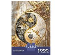 Adults 1000 Piece Jigsaw Puzzle Golden Yin And Yang Unity Jigsaw Puzzle Brain Teaser Game Presents for Women Difficult And Challenge 70x50cm/1000pcs