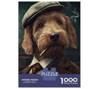 Adults 1000 Piece Jigsaw Puzzle Goldendoodle Dog Gangster Jigsaw Puzzle Brain Teaser Game Presents for Women Difficult And Challenge 52x38cm/1000pcs