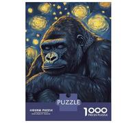 Adults 1000 Piece Jigsaw Puzzle Gorilla Starry Night Jigsaw Puzzle Brain Teaser Game Wall Art Unique Gifts for Birthday And Christmas 38x26cm/1000pcs