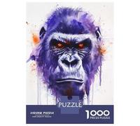 Adults 1000 Piece Jigsaw Puzzle Gorilla Watercolor Puzzles for Adults Brain Teaser Game Perfect Decoration Birthday And Unique Gifts 38x26cm/1000pcs
