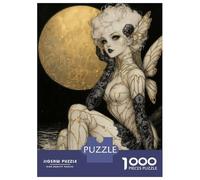 Adults 1000 Piece Jigsaw Puzzle Gothic Kintsugi Fairy Under A Golden Moon Jigsaws for Adults Brain Teaser Game Difficult Hard Unique Gifts for Birthday And Christmas 70x50cm/1000pcs