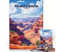 Adults 1000 Piece Jigsaw Puzzle Grand Canyon USA Travel Poster Premium Cut Fun Problem Solve Fun Chill Game Play Birthday Game Gift (50x75cm)