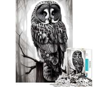 Adults 1000 Piece Jigsaw Puzzle Great Gray Owl Painting Toy Intellectual Game Impossible Game Learning Educational Secret Santa Gifts (Size 38x26cm)