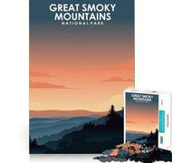 Adults 1000 Piece Jigsaw Puzzle Great Smoky Mountains Premium Cut Play Brain Teasing Play Idle Fun Time Xmas Art Display (38x26cm)
