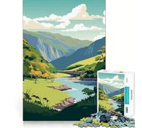 Adults 1000 Piece Jigsaw Puzzle Green Hills River Smooth Cut Art Smart Brain Activity Leisure Time Fun Xmas Decor Gift (50x75cm)