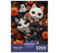 Adults 1000 Piece Jigsaw Puzzle Halloween Kittens Puzzles for Adults Fun Games Perfect Decoration Parent-child Interaction 38x26cm/1000pcs