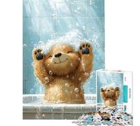 Adults 1000 Piece Jigsaw Puzzle Happy Bear Bathing Jigsaw Family Game Staycation Kill Time Unique Gifts for Birthday And Christmas (Size 50x75cm)