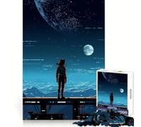 Adults 1000 Piece Jigsaw Puzzle Hero Girl Space Pixel Art Precise Edge Art Mind Challenge Toy Quiet Game Time Christmas Fun Gift (38x26cm)