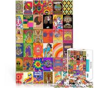 Adults 1000 Piece Jigsaw Puzzle hippie patchwork art - 副本 Herausforderndes Spiel Heimdekoration Spielzeug38x26cm