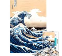 Adults 1000 Piece Jigsaw Puzzle Hokusai Great Wave Help The Brain Exercise Family Activities Educational Games Suitable for Ages 14 And Up (38x26cm)