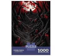 Adults 1000 Piece Jigsaw Puzzle Horror Landscape with Red Moon And Demons Puzzles for Adults Fun Games Perfect Decoration Parent-child Interaction 70x50cm/1000pcs