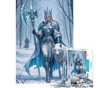 Adults 1000 Piece Jigsaw Puzzle Ice Queen with Wolf in Winter Educational Challenge A Work of Art Anti-Stress Toys for Ages 14 And over (38x52cm)